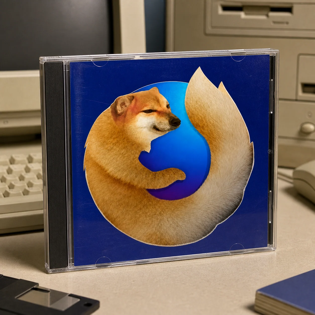 An old jewel case with the emblem on the cover